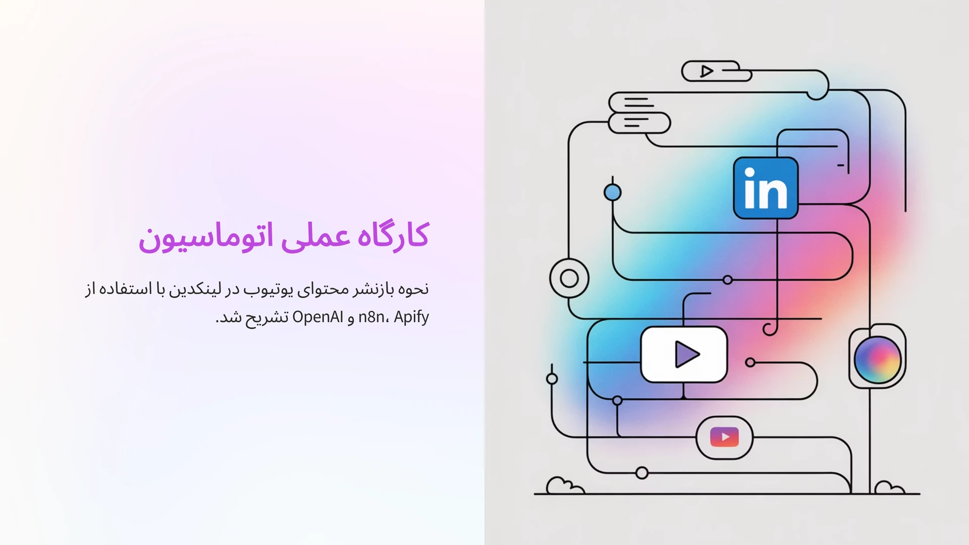 کارگاه عملی اتوماسیون: نحوه بازنشر محتوای یوتیوب در لینکدین با استفاده از n8n، Apify و OpenAI تشریح شد.